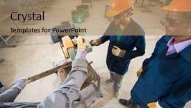  Presentation with gas welding - Beautiful PPT layouts featuring gas electrical production - black smith welding pieces backdrop and a coral colored foreground