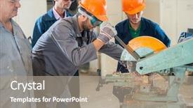  Presentation with welding - Amazing slides having gas electrical production - black smith welding pieces backdrop and a gray colored foreground