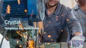  Presentation with welding - Presentation theme having gas electrical production - black smith welding pieces background and a ocean colored foreground