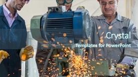  Presentation with welding - Presentation theme featuring gas electrical production - black smith welding pieces background and a ocean colored foreground