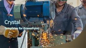  Presentation with welding - Cool new presentation theme with gas electrical production - black smith welding pieces backdrop and a ocean colored foreground