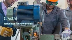  Presentation with welding - PPT theme consisting of gas electrical production - black smith welding pieces background and a ocean colored foreground