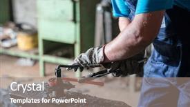  Presentation with black women workplace - PPT layouts with gas electrical production - black smith workplace background and a gray colored foreground