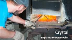  Presentation with black women workplace - Presentation theme having gas electrical production - black smith workplace background and a dark gray colored foreground