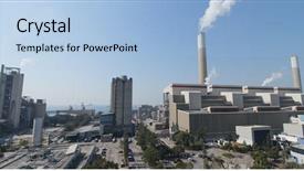  Presentation with coal - PPT theme featuring gas electrical production - coal fired power station background and a light blue colored foreground
