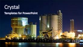  Presentation with fuel station - PPT theme consisting of power station at night background and a navy blue colored foreground