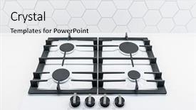  Presentation with blue gas flame - PPT layouts featuring gas flame cooker hob top background and a light gray colored foreground