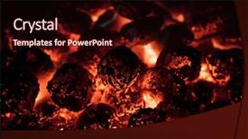  Presentation with charcoal briquettes - Slide set consisting of gas flare - glowing hot charcoal briquettes background and a wine colored foreground