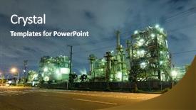  Presentation with factory - Slide set featuring gas flare - industrial factory at night background and a ocean colored foreground