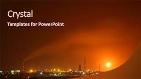  Presentation with petrochemical - Cool new presentation theme with gas flare - landscape with petrochemical factory backdrop and a wine colored foreground