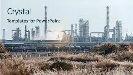  Presentation with oil refinery - Presentation design enhanced with gas flare - oil refinery industrial plant background and a  colored foreground