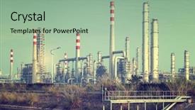  Presentation with oil refinery - Slide deck having gas flare - oil refinery industrial plant background and a  colored foreground