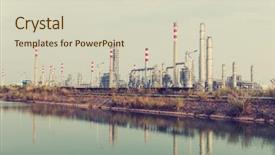  Presentation with oil refinery - Presentation design featuring gas flare - oil refinery industrial plant background and a  colored foreground