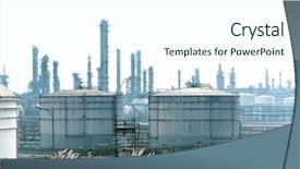  Presentation with oil refinery - Amazing presentation design having gas flare - oil refinery industrial plant backdrop and a  colored foreground