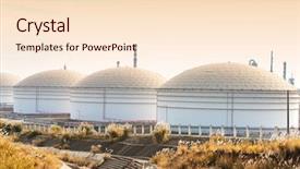  Presentation with oil refinery - Presentation design with gas flare - oil refinery industrial plant background and a  colored foreground