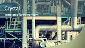  Presentation with refinery - Beautiful theme featuring gas flare - oil refinery industrial plant backdrop and a ocean colored foreground