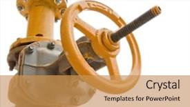  Presentation with fuel oil - Presentation theme with gas fuel valve on pipe background and a gold colored foreground