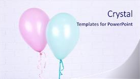  Presentation with blue balloons - Beautiful presentation design featuring gas helio - blue and pink balloons backdrop and a sky blue colored foreground