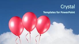  Presentation with blue balloons - Presentation design having gas helio - group of festive red balloons background and a ocean colored foreground
