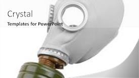  Presentation with gas - Theme with gas-mask-isolated-on-white background and a white colored foreground