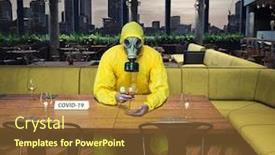  Presentation with cafe - PPT layouts having gas-mask-man background and a tawny brown colored foreground