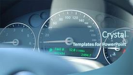  Presentation with car - Audience pleasing PPT layouts consisting of gas mesurement - car gauge close up shallow backdrop and a ocean colored foreground