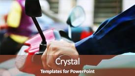  Presentation with driving simulator - PPT theme featuring gas mesurement - driving a scooter background and a red colored foreground