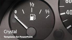  Presentation with fuel - Cool new PPT theme with gas mesurement - fuel gauge with driving wheel backdrop and a dark gray colored foreground