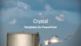  Presentation with fuel tank - Theme with gas mesurement - fuel tank in the refinery background and a seafoam green colored foreground