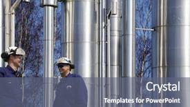  Presentation with fuel oil - Presentation design consisting of gas oil and fuel workers background and a gray colored foreground