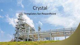  Presentation with oil refinery - Colorful slide deck enhanced with gas pipelines - equipment tank and pipe backdrop and a light blue colored foreground