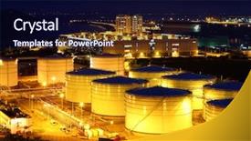  Presentation with oil tanks - Presentation enhanced with gas pipelines - oil tanks at night background and a navy blue colored foreground