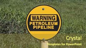  Presentation with gas pipeline - Slide set enhanced with gas pipelines - petroleum pipeline warning sign background and a tawny brown colored foreground