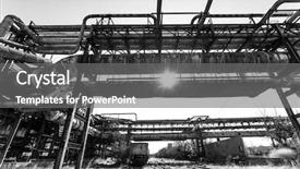  Presentation with heavy industry - Beautiful PPT theme featuring gas planyt - heavy industry factory pipelines backdrop and a gray colored foreground