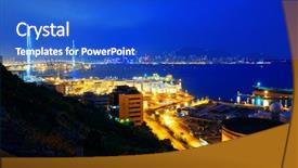  Presentation with hongkong - Beautiful slide deck featuring gas planyt - oil tanks at night hongkong backdrop and a cobalt blue colored foreground