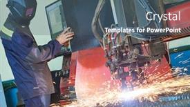  Presentation with cnc machining - Colorful presentation theme enhanced with gas plasma cutting metal machining backdrop and a ocean colored foreground