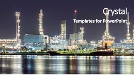  Presentation with oil refinery - Slide set consisting of gas power - panorama landscape of oil refinery background and a dark gray colored foreground