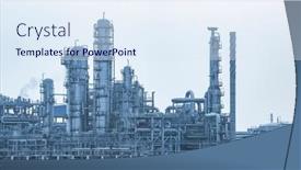  Presentation with oil industry - Theme with gas-processing-factory-landscape background and a sky blue colored foreground