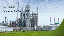  Presentation with oil industry - Cool new slides with gas-processing-factory-landscape backdrop and a light blue colored foreground