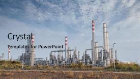  Presentation with oil industry - PPT theme consisting of gas processing factory landscape background and a light blue colored foreground