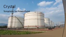  Presentation with oil gas - Audience pleasing slide deck consisting of gas processing factory landscape backdrop and a light blue colored foreground