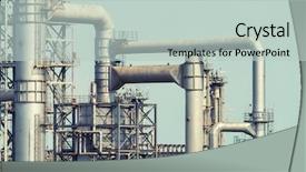  Presentation with oil industry - Presentation design with gas processing factory landscape background and a soft green colored foreground