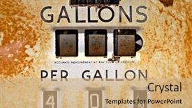  Presentation with 1940s - PPT layouts with gas pump from the 1940s background and a coral colored foreground