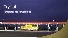  Presentation with gas station - Beautiful presentation theme featuring gas station at night backdrop and a ocean colored foreground