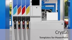  Presentation with fuel station - PPT theme enhanced with gas station fuel pumps background and a light gray colored foreground
