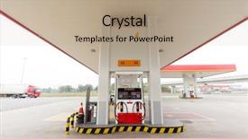  Presentation with petrol station - Audience pleasing PPT theme consisting of gas station petrol station backdrop and a coral colored foreground