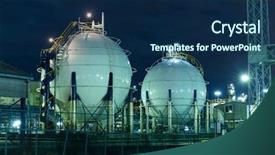  Presentation with storage tank - Slide deck with gas storage tanks background and a navy blue colored foreground