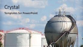  Presentation with storage tank - Presentation having gas storage tanks background and a light blue colored foreground