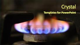  Presentation with natural gas - Audience pleasing slides consisting of gas stove burner closeup yellow backdrop and a wine colored foreground