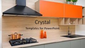  Presentation with exhaust gas - Beautiful presentation theme featuring gas stove with exhaust fan backdrop and a coral colored foreground